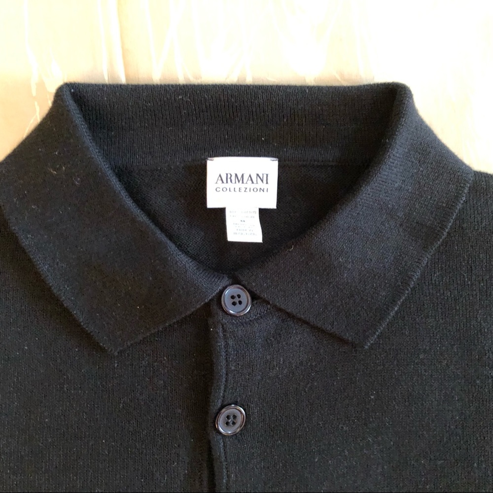 Armani Collezioni Cotton Knit Long Sleeve Polo - Picture 3 of 6